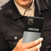 Moderne Schwarz-Silber-Monogramm-Männer Case-Mate iPhone Hülle