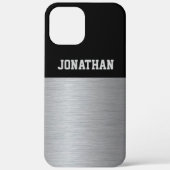 Moderne Schwarz-Silber-Monogramm-Männer Case-Mate iPhone Hülle (Rückseite)