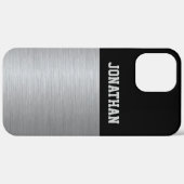 Moderne Schwarz-Silber-Monogramm-Männer Case-Mate iPhone Hülle (Hinten (horizontal))