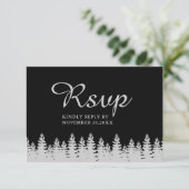 Moderne Schwarz-Silber-Winter-Hochzeit mit Essen RSVP Karte (Stehend Vorderseite)
