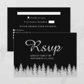 Moderne Schwarz-Silber-Winter-Hochzeit mit Essen RSVP Karte (Vorne/Hinten)