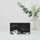 Moderne, schwarz-silberne Dachkonstruktion Visitenkarte (Stehend Vorderseite)