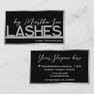 Moderne Schwarz Silver Gray Ombre Schönheit Lashes Visitenkarte