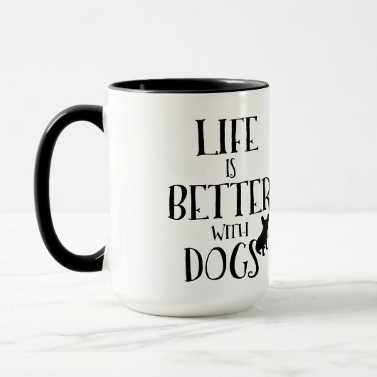 Moderne Schwarz Text Design-Life ist besser mit Hu Tasse (Links)