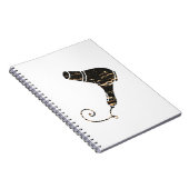 Moderne Schwarz-u. Goldhaartrockner-Kunst Notizblock (Rechte Seite)