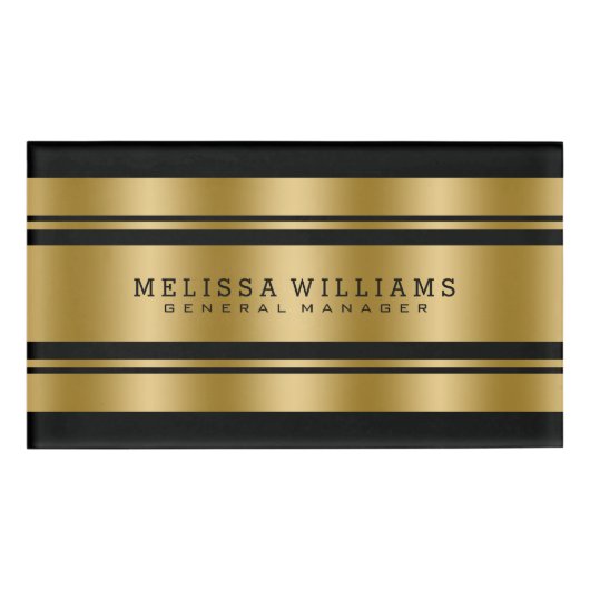 Moderne Schwarz-u. Goldstreifen Namenschild (Vorderseite)