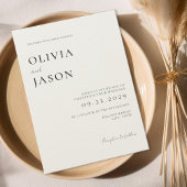 Moderne Schwarz und Ecru Minimal Wedding Einladung