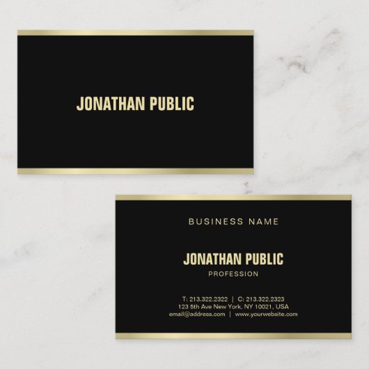 Moderne Schwarz und Gold Beruflich attraktiv Visitenkarte (Vorne/Hinten)