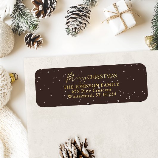 Moderne Schwarz und Gold Frohe Weihnachtsadresse