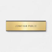 Moderne Schwarz- und Gold-Glamour-Vorlage Türschild (Vorderseite )