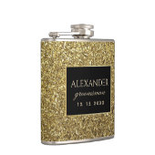 Moderne Schwarz- und Gold-Trauzeugen Flachmann (Rechts)