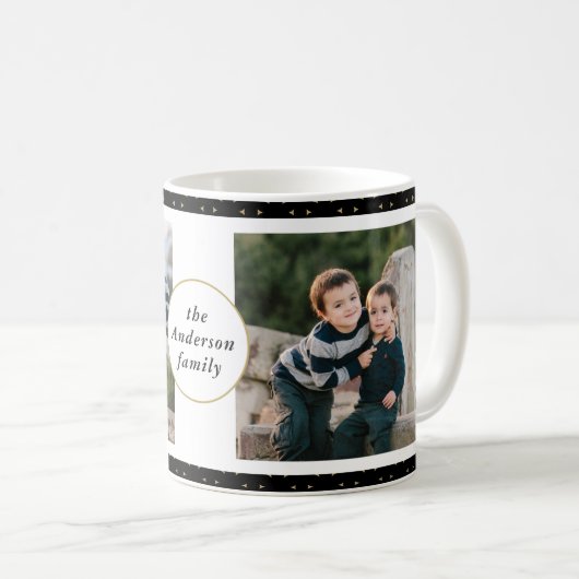 Moderne Schwarz- und Goldfamilie für FotoCollagen Kaffeetasse (VorderseiteRechts)