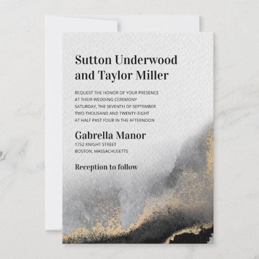 Moderne Schwarz- und Goldfarben Einladung (Vorderseite)