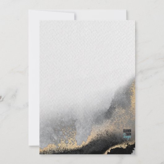 Moderne Schwarz- und Goldfarben Einladung (Rückseite)