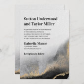 Moderne Schwarz- und Goldfarben Einladung (Vorne/Hinten)