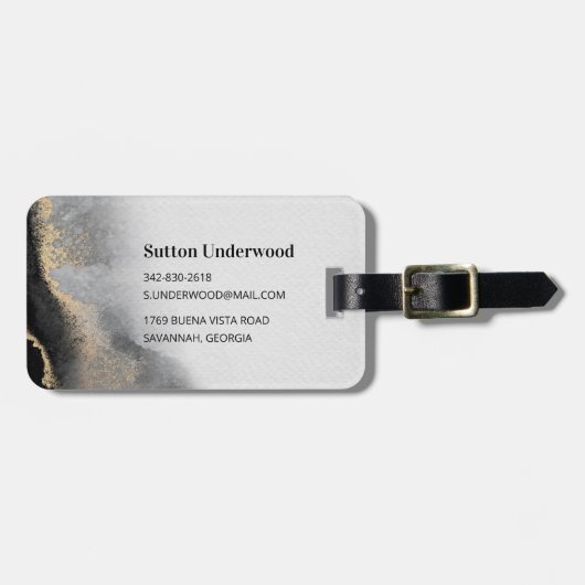Moderne Schwarz- und Goldfarben Gepäckanhänger (Vorderseite horizontal)
