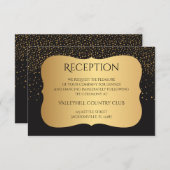Moderne Schwarz-und Goldtupfen - Empfang Begleitkarte (Vorne/Hinten)