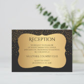 Moderne Schwarz-und Goldtupfen - Empfang Begleitkarte (Stehend Vorderseite)