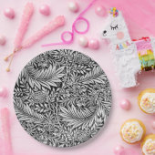 Moderne Schwarz und Grau florale botanisch Pappteller (Party)