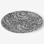 Moderne Schwarz und Grau florale botanisch Pappteller (Schrägansicht)