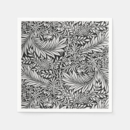 Moderne Schwarz und Grau florale botanisch Serviette (Vorderseite)