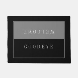 Moderne Schwarz und Grau Willkommen Auf Wiedersehe Fußmatte