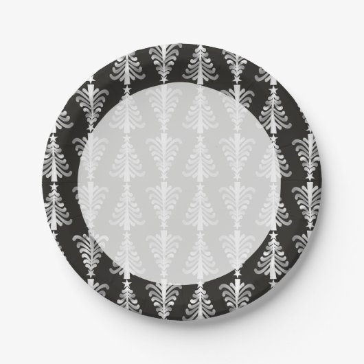 Moderne Schwarz- und Silberschmiedemuster Pappteller (Vorderseite)