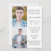 Moderne Schwarz und Weiß 3 Foto Stilvoller Abschlu Einladung (Rückseite)