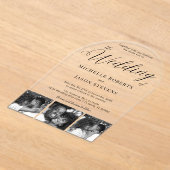 Moderne Schwarz und Weiß 3 Foto Strip Wedding Acryleinladungen (Ablage )