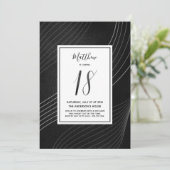 Moderne Schwarz und Weiß achtzehnten Geburtstag Einladung (Stehend Vorderseite)