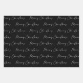 Moderne Schwarz und Weiß frohe Weihnachtskalligrap Geschenkpapier Set (Vorderseite 2)