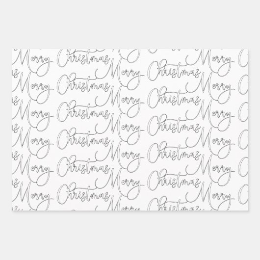 Moderne Schwarz und Weiß frohe Weihnachtskalligrap Geschenkpapier Set (Vorderseite 3)