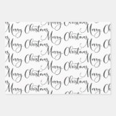 Moderne Schwarz und Weiß frohe Weihnachtskalligrap Geschenkpapier Set (Vorderseite)