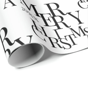 Moderne Schwarz und Weiß Minimal frohe Weihnachten Geschenkpapier