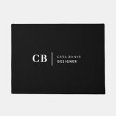 Moderne Schwarz und Weiß Trendy Stilvolle Monogram Fußmatte (Vorderseite)