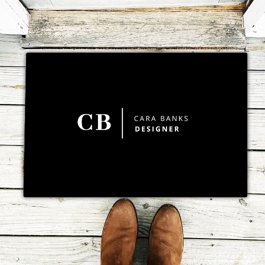 Moderne Schwarz und Weiß Trendy Stilvolle Monogram Fußmatte