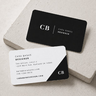 Moderne Schwarz und Weiß Trendy Stilvolle Monogram Visitenkarte
