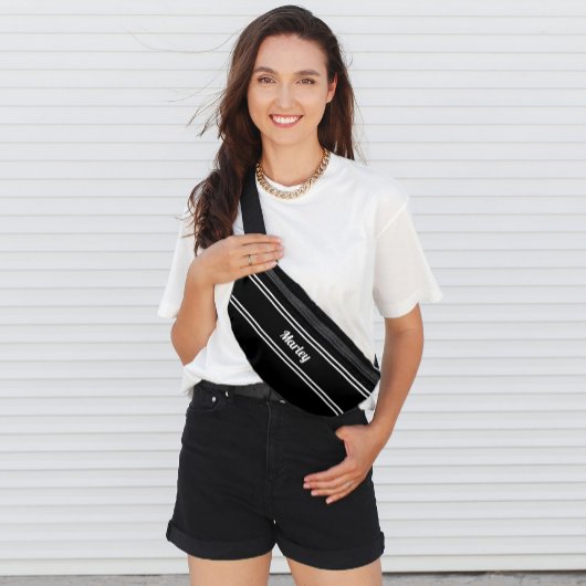 Moderne Schwarz-Vorlage für Monogramm-Skripte mit Bauchtasche