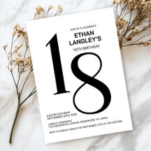 Moderne Schwarz-Weiß 18. Geburtstagsparty