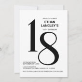 Moderne Schwarz-Weiß 18. Geburtstagsparty Einladung (Vorderseite)
