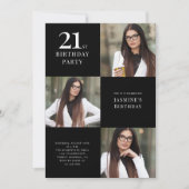 Moderne Schwarz-Weiß 3 Foto 21. Geburtstag Einladung (Vorderseite)