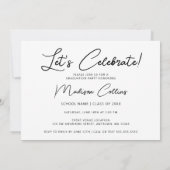 Moderne Schwarz-Weiß-3-Foto-Graduierungspartei Einladung (Rückseite)