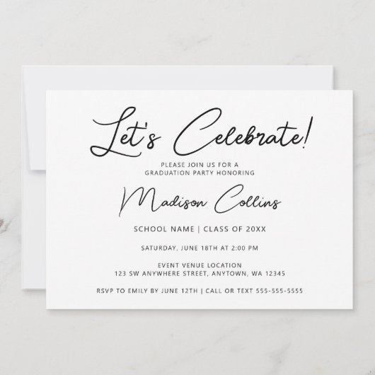 Moderne Schwarz-Weiß-3-Foto-Graduierungspartei Einladung (Rückseite)