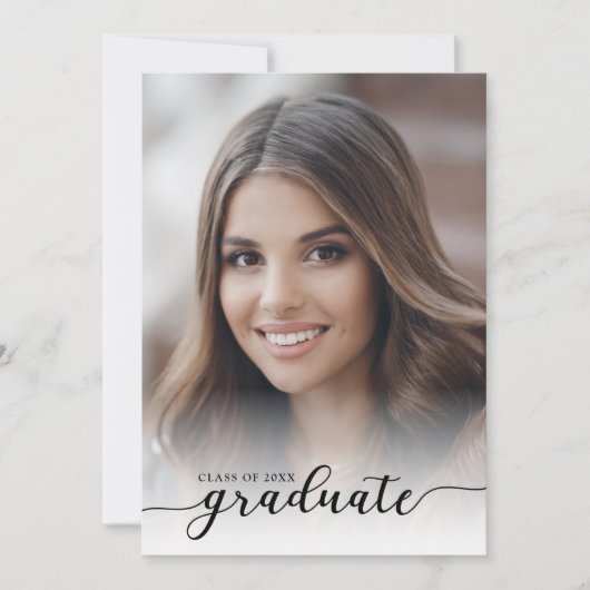 Moderne Schwarz-Weiß-4-Foto-Graduierungspartei Einladung (Vorderseite)