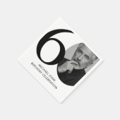 Moderne Schwarz & Weiß 60. Foto Geburtstag Serviette (Ecke)