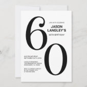Moderne Schwarz-Weiß-60. Geburtstagsparty Einladung (Vorderseite)
