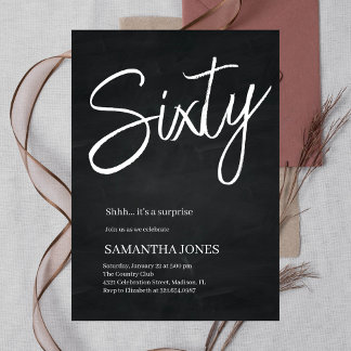 Moderne Schwarz-Weiß-60. Geburtstagsparty Einladung