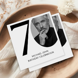 Moderne Schwarz & Weiß 70. Foto Geburtstag Serviette