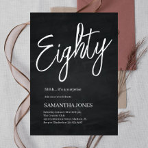 Moderne Schwarz-Weiß-80. Geburtstagsparty