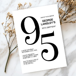 Moderne Schwarz-Weiß 95. Geburtstagsparty Einladung